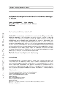 Deep Semantic Segmentation of Natural and Medical Images: A Review