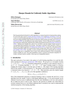 Sharper bounds for uniformly stable algorithms