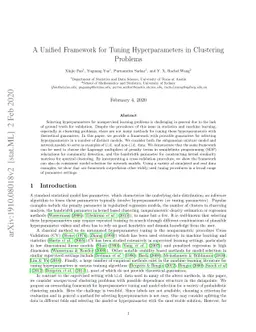 A Unified Framework for Tuning Hyperparameters in Clustering Problems