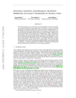 Instance adaptive adversarial training: Improved accuracy tradeoffs in
  neural nets