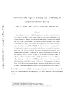 Heterocedasticity-Adjusted Ranking and Thresholding for Large-Scale
  Multiple Testing