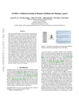 ALOHA: Artificial Learning of Human Attributes for Dialogue Agents