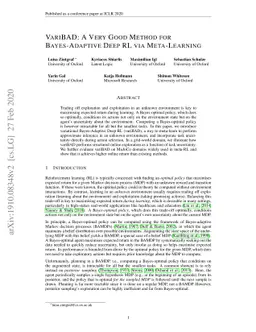 VariBAD: A Very Good Method for Bayes-Adaptive Deep RL via Meta-Learning