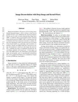 Image Deconvolution with Deep Image and Kernel Priors