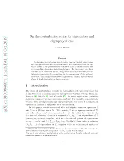 On the perturbation series for eigenvalues and eigenprojections