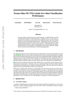 Texture Bias Of CNNs Limits Few-Shot Classification Performance