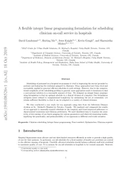 A flexible integer linear programming formulation for scheduling
  clinician on-call service in hospitals