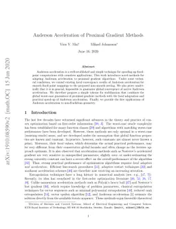 Anderson Acceleration of Proximal Gradient Methods