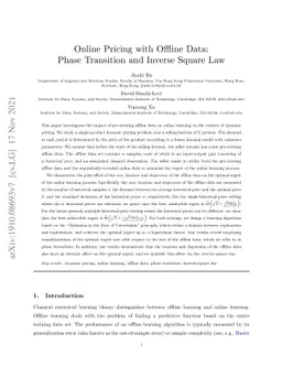 Online Pricing with Offline Data: Phase Transition and Inverse Square
  Law