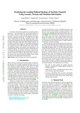 Predicting the Leading Political Ideology of YouTube Channels Using
  Acoustic, Textual, and Metadata Information