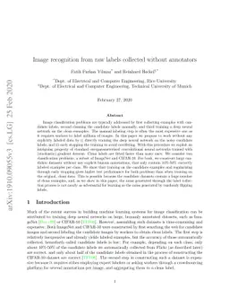 Image recognition from raw labels collected without annotators