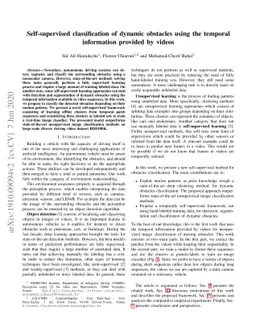 Self-supervised classification of dynamic obstacles using the temporal
  information provided by videos
