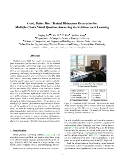 Good, Better, Best: Textual Distractors Generation for Multiple-Choice
  Visual Question Answering via Reinforcement Learning