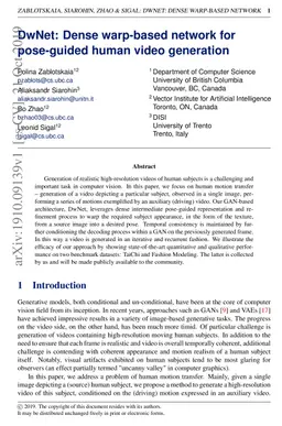 DwNet: Dense warp-based network for pose-guided human video generation