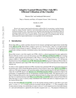 Adaptive Learned Bloom Filter (Ada-BF): Efficient Utilization of the
  Classifier