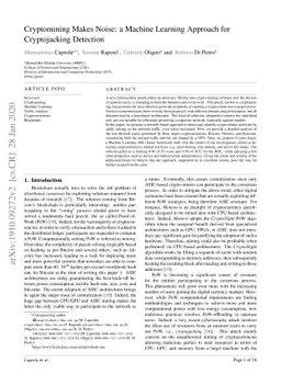 Cryptomining Makes Noise: a Machine Learning Approach for Cryptojacking
  Detection