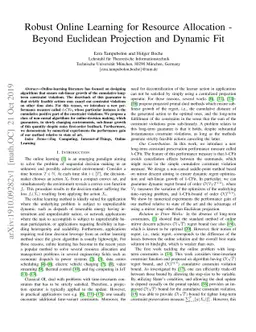 Robust Online Learning for Resource Allocation -- Beyond Euclidean
  Projection and Dynamic Fit