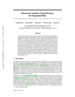 Recurrent Attentive Neural Process for Sequential Data