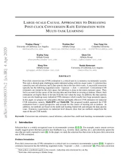 Large-scale Causal Approaches to Debiasing Post-click Conversion Rate
  Estimation with Multi-task Learning