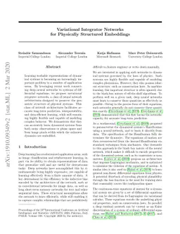 Variational Integrator Networks for Physically Structured Embeddings