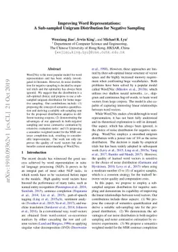 Improving Word Representations: A Sub-sampled Unigram Distribution for
  Negative Sampling