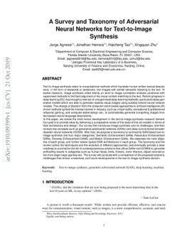 A Survey and Taxonomy of Adversarial Neural Networks for Text-to-Image
  Synthesis