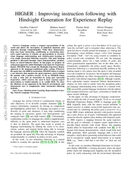 HIGhER : Improving instruction following with Hindsight Generation for
  Experience Replay