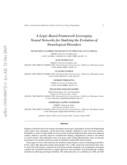A Logic-Based Framework Leveraging Neural Networks for Studying the
  Evolution of Neurological Disorders
