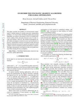 On Distributed Stochastic Gradient Algorithms for Global Optimization