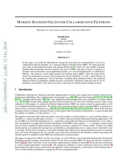 Markov Random Fields for Collaborative Filtering