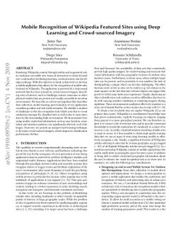 Mobile Recognition of Wikipedia Featured Sites using Deep Learning and
  Crowd-sourced Imagery