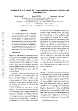 Fine-Tuned Neural Models for Propaganda Detection at the Sentence and
  Fragment levels