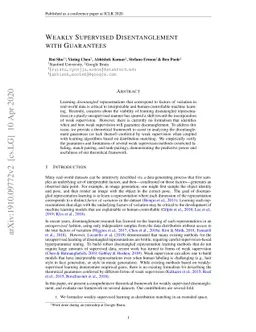 Weakly Supervised Disentanglement with Guarantees