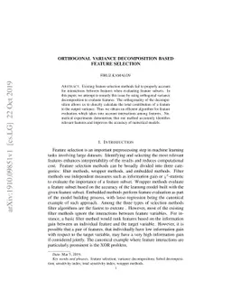 Orthogonal variance decomposition based feature selection