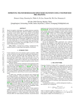 Improving Transformer-based Speech Recognition Using Unsupervised
  Pre-training