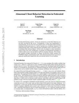 Abnormal Client Behavior Detection in Federated Learning