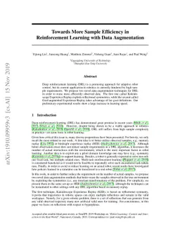 Towards More Sample Efficiency in Reinforcement Learning with Data
  Augmentation