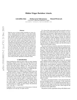 Hidden Trigger Backdoor Attacks