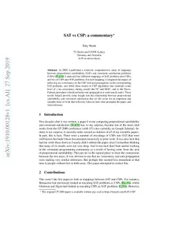 SAT vs CSP: a commentary