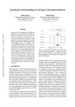 Specializing Word Embeddings (for Parsing) by Information Bottleneck