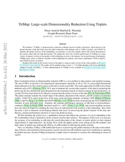 TriMap: Large-scale Dimensionality Reduction Using Triplets