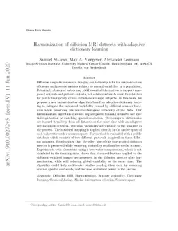 Harmonization of diffusion MRI datasets with adaptive dictionary
  learning
