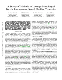 A Survey of Methods to Leverage Monolingual Data in Low-resource Neural
  Machine Translation