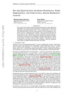 On the Equivalence between Positional Node Embeddings and Structural
  Graph Representations