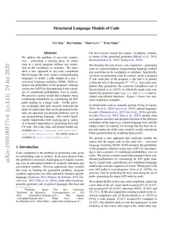 Structural Language Models of Code