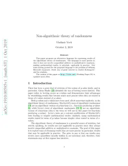 Non-algorithmic theory of randomness