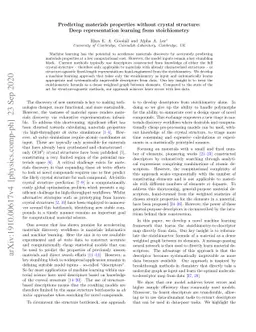 Predicting materials properties without crystal structure: Deep
  representation learning from stoichiometry