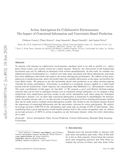 Action Anticipation for Collaborative Environments: The Impact of
  Contextual Information and Uncertainty-Based Prediction