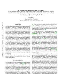 State-of-the-Art Speech Recognition Using Multi-Stream Self-Attention
  With Dilated 1D Convolutions