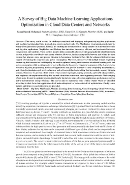 A Survey of Big Data Machine Learning Applications Optimization in Cloud
  Data Centers and Networks